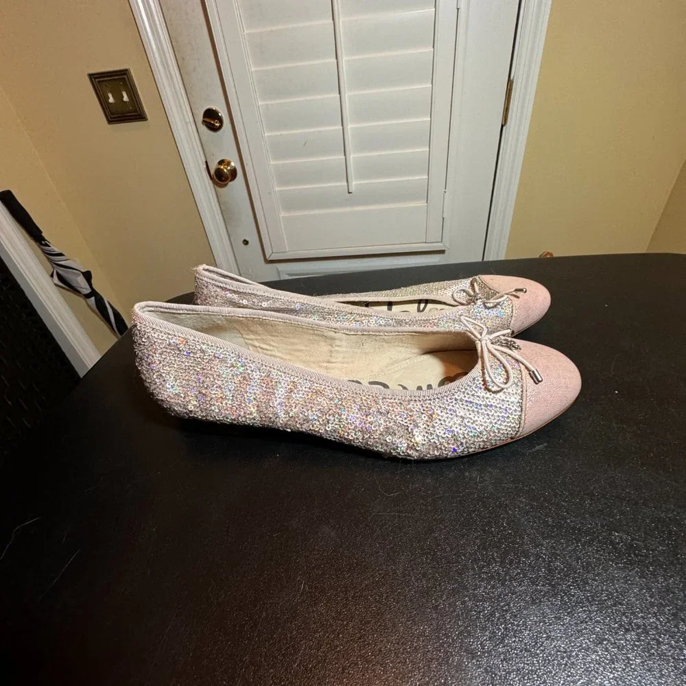 Sam edelman size 9 blush sequened flats